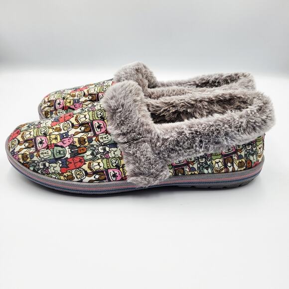 BOBS from Skechers Gray For Dogs Too Cozy Slippers Faux Fur Lining Women's Sz 10 - Picture 3 of 10